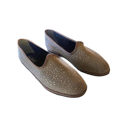 Pois Lurex Ballet Flats Limited Edition Womens Silk Tortora Slip On by Mar Soreli – Don't Panic Shoes