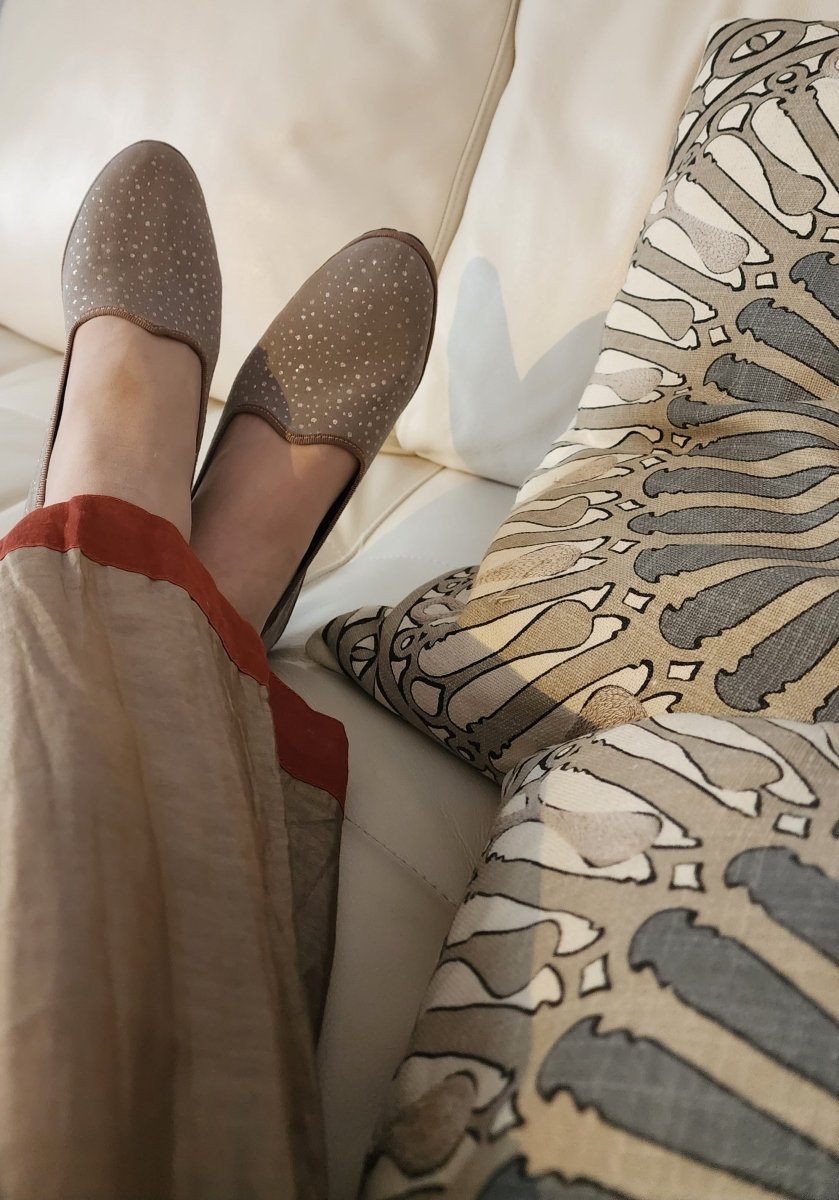 Pois Lurex Ballet Flats Limited Edition Womens Silk Tortora Slip On by Mar Soreli – Don't Panic Shoes