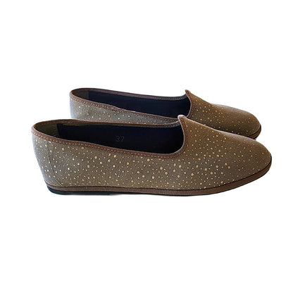 Pois Lurex Ballet Flats Limited Edition Womens Silk Tortora Slip On by Mar Soreli – Don't Panic Shoes