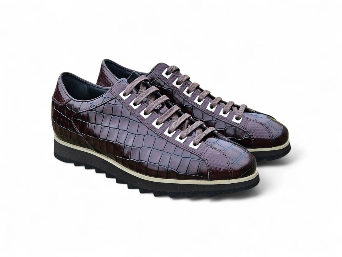 Premium Crocodile Embossed Sneaker Leather Ks626 - 02 Sneakers by Carrucci Shoes – Don't Panic Shoes