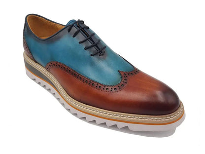 Premium Patina Finish Two Tone Oxford Wingtip Ks552 - 16t Shoes by Carrucci Shoes – Don't Panic Shoes