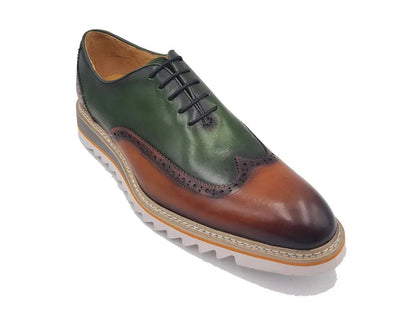 Premium Patina Finish Two Tone Oxford Wingtip Ks552 - 16t Shoes by Carrucci Shoes – Don't Panic Shoes