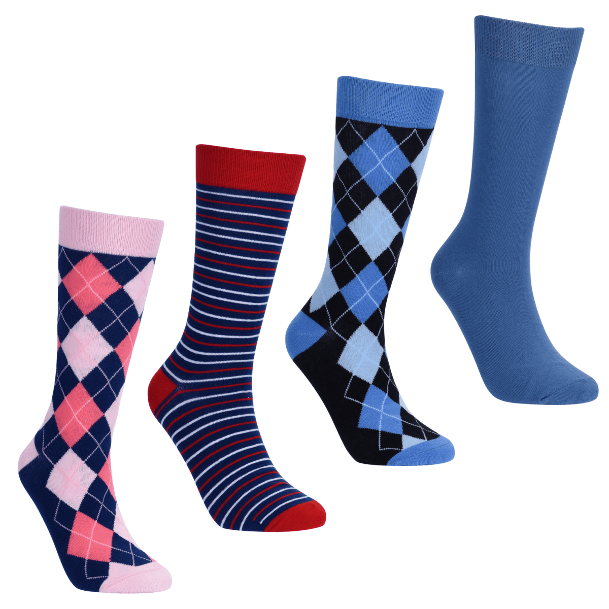 Preppy Classic Sock Bundle 4 Pack Dress Socks Argyle Stripe Polka Dot For Office Wedding Everyday Wear Socks by No Cold Feet – Don't Panic Shoes