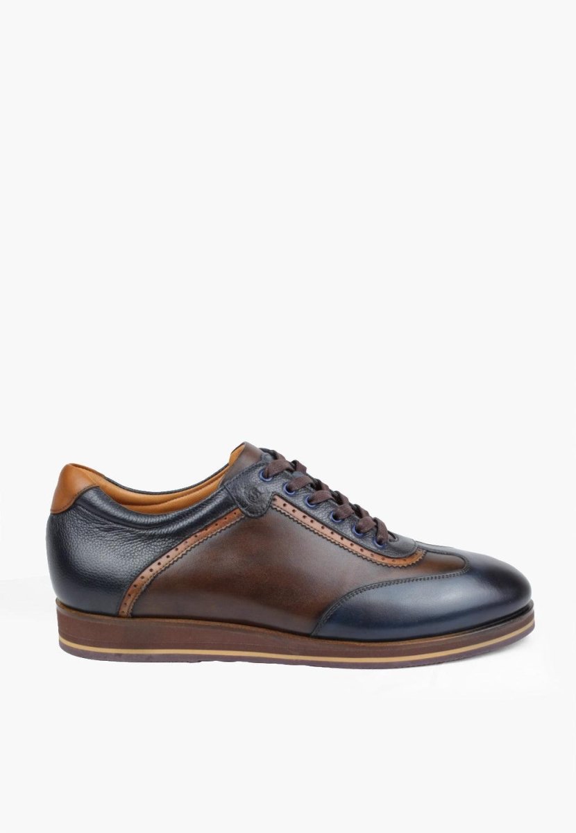Princeton Dress Full Grain Leather Sneaker Navy Cognac MEN SHOES by Sepol Shoes – Don't Panic Shoes