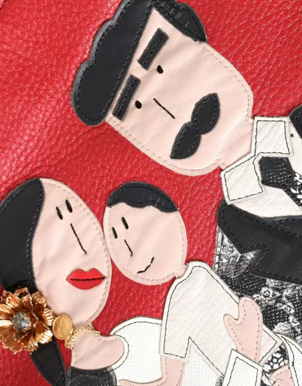 Dolce & Gabbana RED LEATHER #DGFAMILY PATCH SHOPPING TOTE BAG