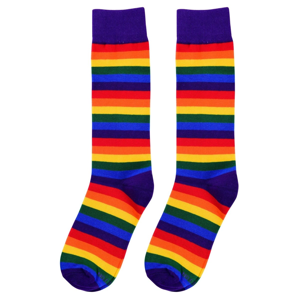 Rainbow Striped Socks Colorful Crew Novelty Comfortable Breathable Everyday Statement Wear Socks by No Cold Feet – Don't Panic Shoes