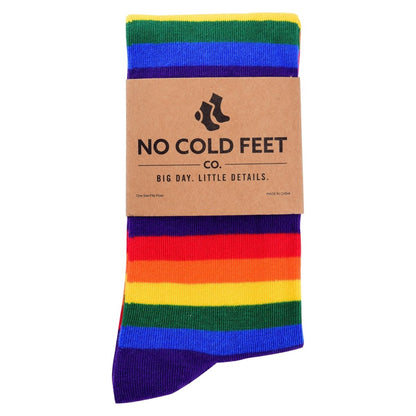 Rainbow Striped Socks Colorful Crew Novelty Comfortable Breathable Everyday Statement Wear Socks by No Cold Feet – Don't Panic Shoes
