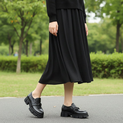 Raquel Leather Shootie Pebbled Leather Lug Sole Chain Bootie by Beautiisoles – Don't Panic Shoes