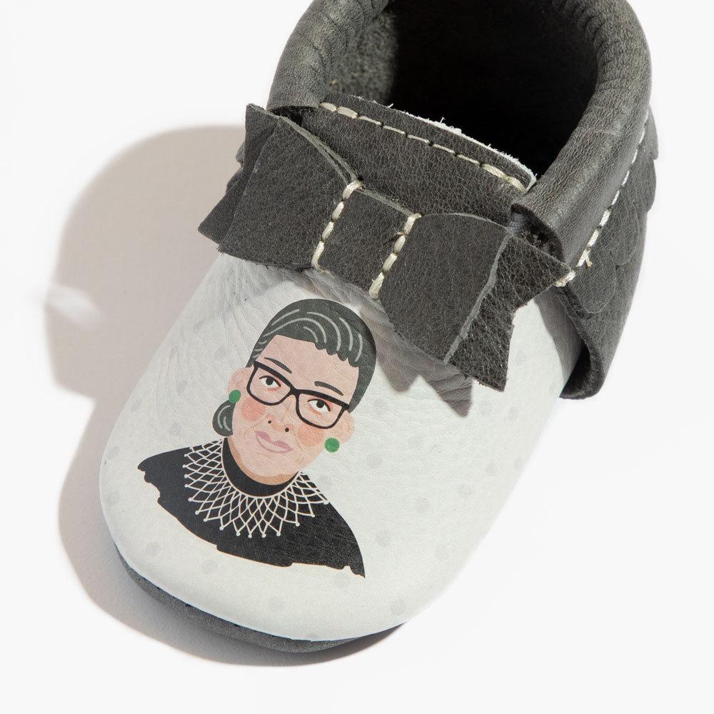 Rbg Bow Baby Shoe Bow Mocc by Freshly Picked – Don't Panic Shoes