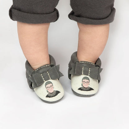 Rbg Bow Baby Shoe Bow Mocc by Freshly Picked – Don't Panic Shoes