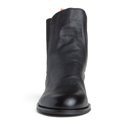 Reba Leather Ankle Bootie Black Slip On Made In Italy Boots by Beautiisoles – Don't Panic Shoes