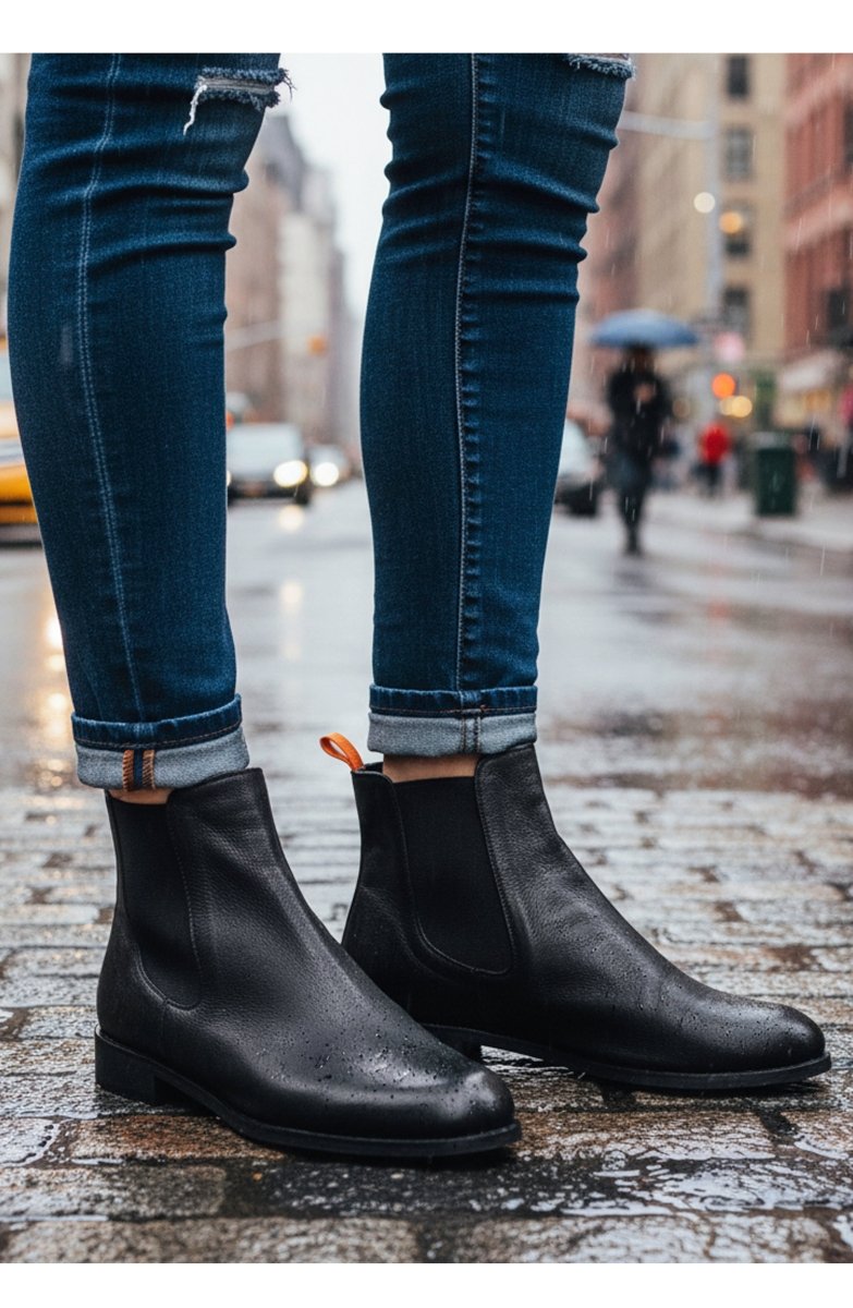 Reba Leather Ankle Bootie Black Slip On Made In Italy Boots by Beautiisoles – Don't Panic Shoes