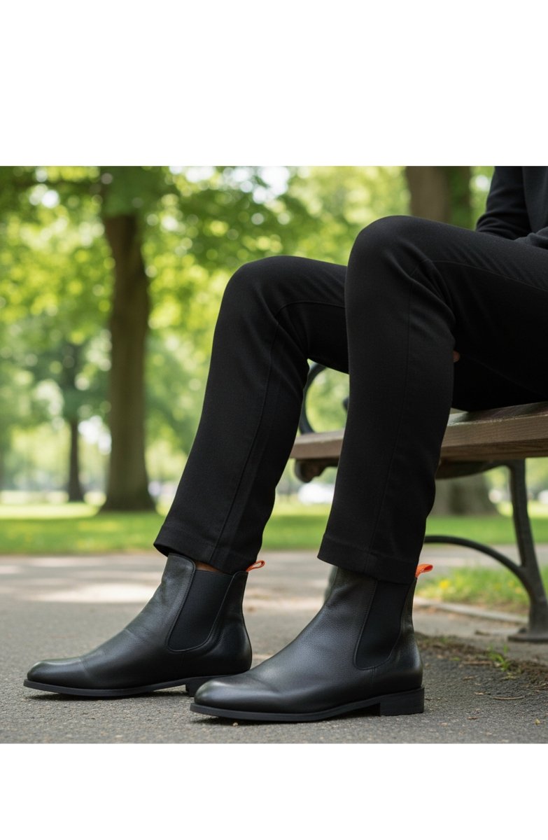 Reba Leather Ankle Bootie Black Slip On Made In Italy Boots by Beautiisoles – Don't Panic Shoes