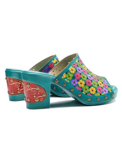 Retro Handmade Four - Color Printed Sandals Sandals by Colorstepshoes – Don't Panic Shoes