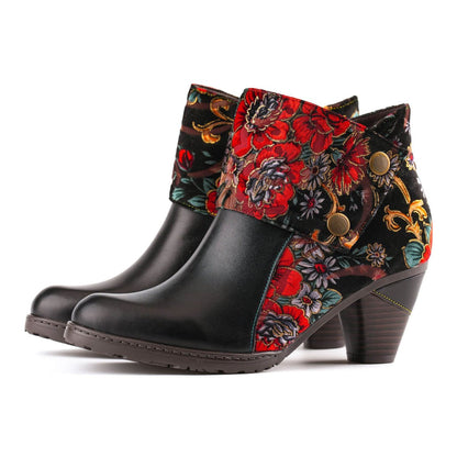 Retro Handmade Radiant Pattern Ankle Boots Booties by Colorstepshoes – Don't Panic Shoes