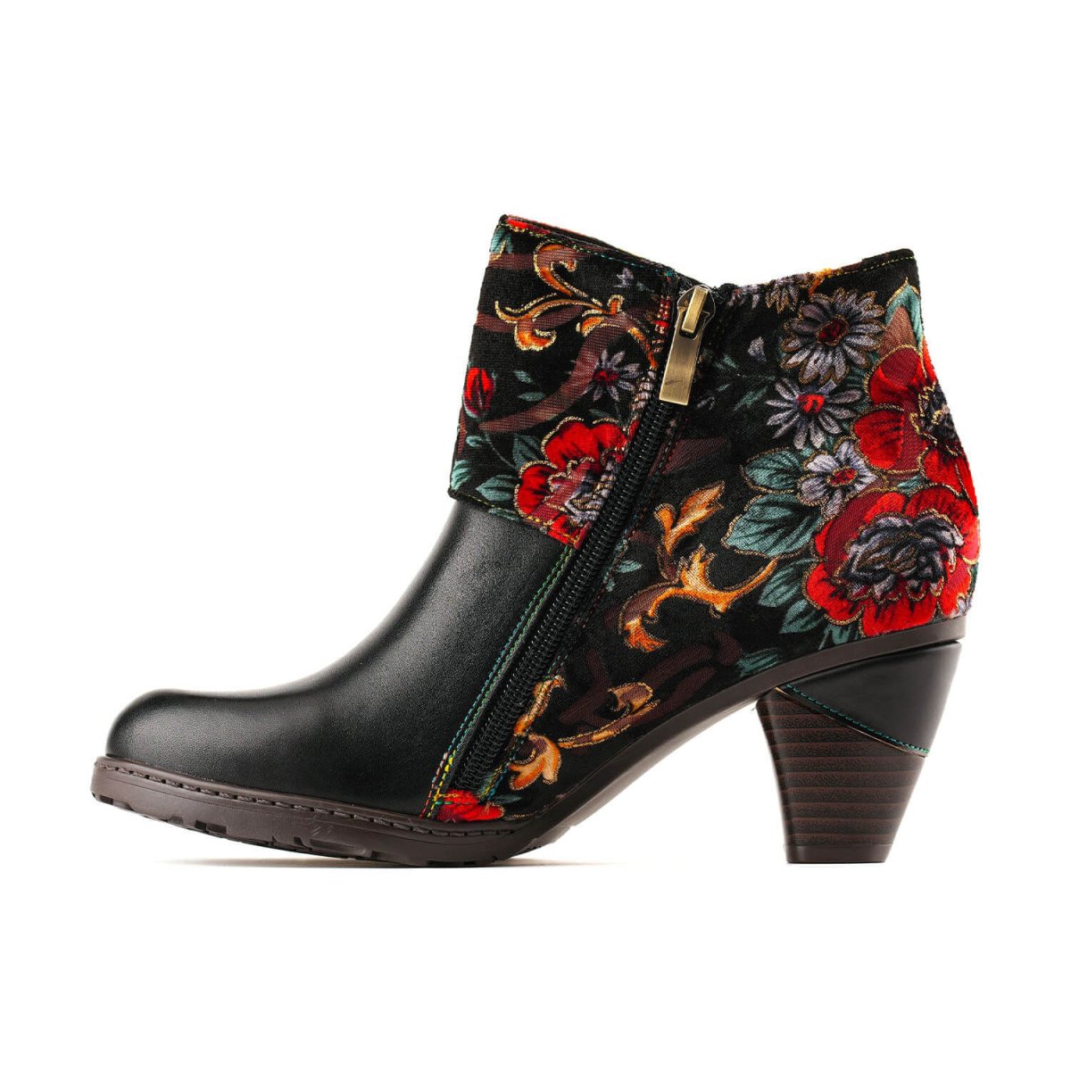 Retro Handmade Radiant Pattern Ankle Boots Booties by Colorstepshoes – Don't Panic Shoes