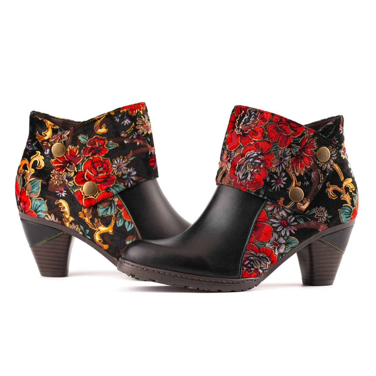 Retro Handmade Radiant Pattern Ankle Boots Booties by Colorstepshoes – Don't Panic Shoes