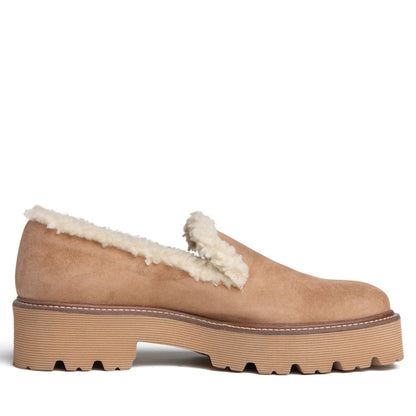 Rio Ankle Shootie Women’S Camel Suede Shearling Lug Sole Boots by Beautiisoles – Don't Panic Shoes