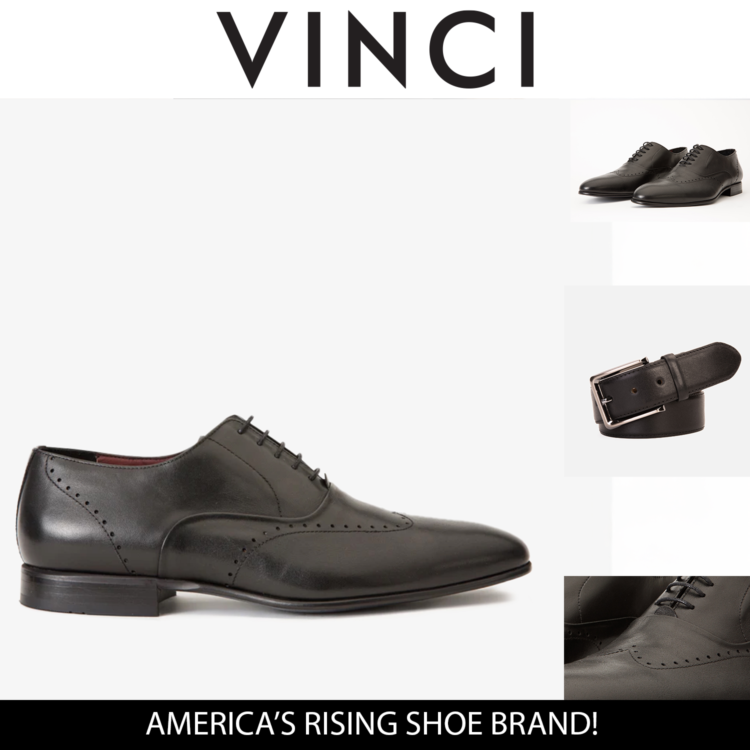 The Roma Black Leather Wingtip Oxford Men Shoe