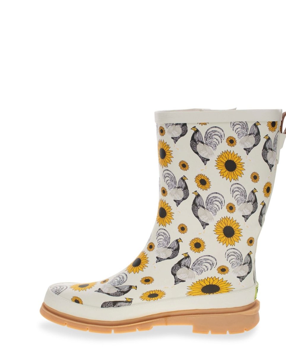 RooSter Rise Mid Rain Boot Women’s Rubber Cream Sunflower Rain Boots by Western Chief Women's – Don't Panic Shoes