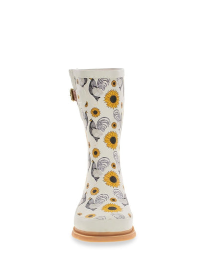 RooSter Rise Mid Rain Boot Women’s Rubber Cream Sunflower Rain Boots by Western Chief Women's – Don't Panic Shoes