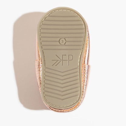 Rose Gold Bow Baby Shoe Bow Mocc by Freshly Picked – Don't Panic Shoes