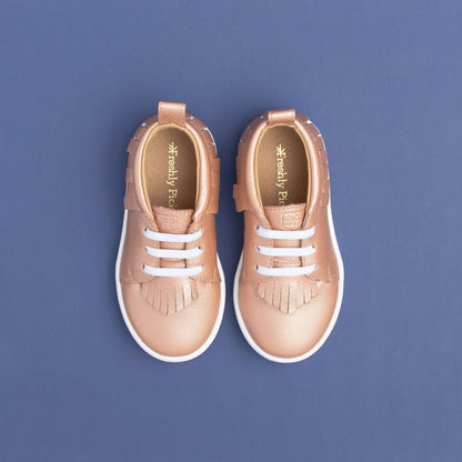 Rose Gold Sneaker Mocc Kids - Sneaker Mocc by Freshly Picked – Don't Panic Shoes