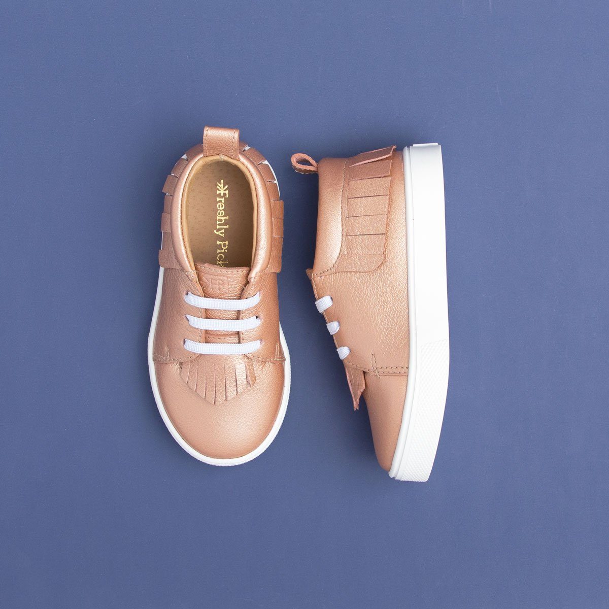 Rose Gold Sneaker Mocc Kids - Sneaker Mocc by Freshly Picked – Don't Panic Shoes