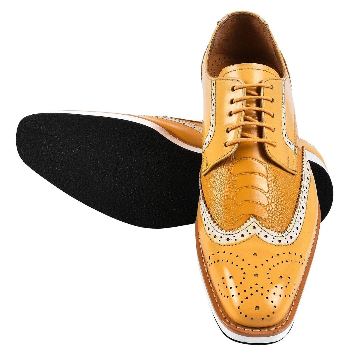 Roy Ostrich Leather Perforated Toe Casual Oxford Dress Shoes Shoes by Libertyzeno – Don't Panic Shoes