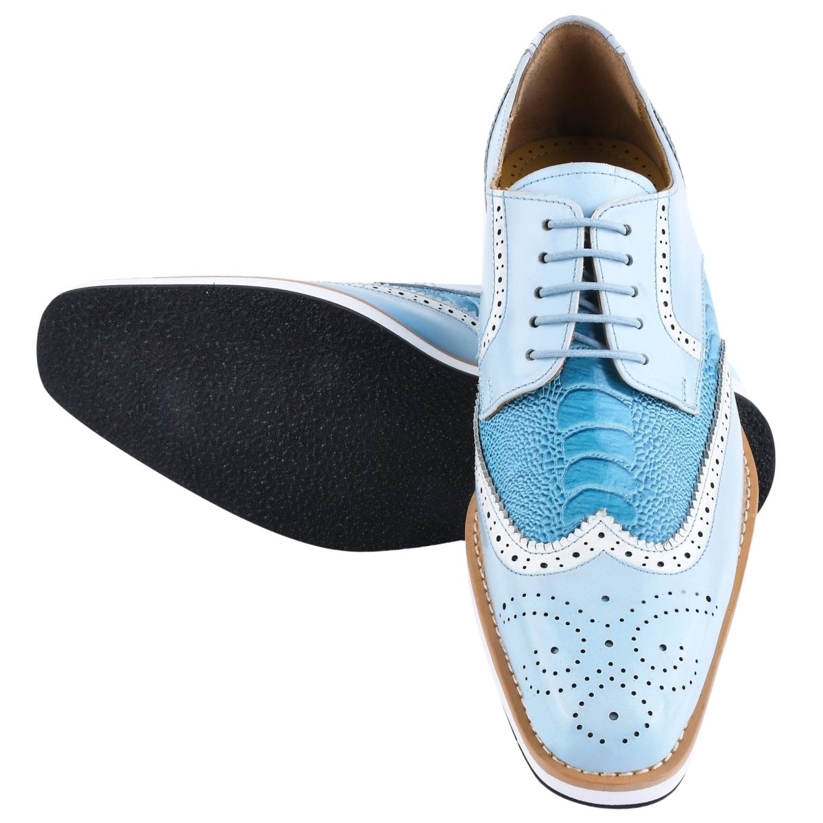 Roy Ostrich Leather Perforated Toe Casual Oxford Dress Shoes Shoes by Libertyzeno – Don't Panic Shoes