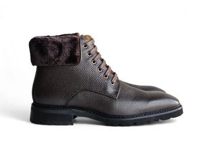 Rugged Boot With Vegan Shearling Collar Leather Kb516 - 52 Boots by Carrucci Shoes – Don't Panic Shoes
