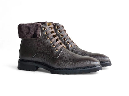 Rugged Boot With Vegan Shearling Collar Leather Kb516 - 52 Boots by Carrucci Shoes – Don't Panic Shoes