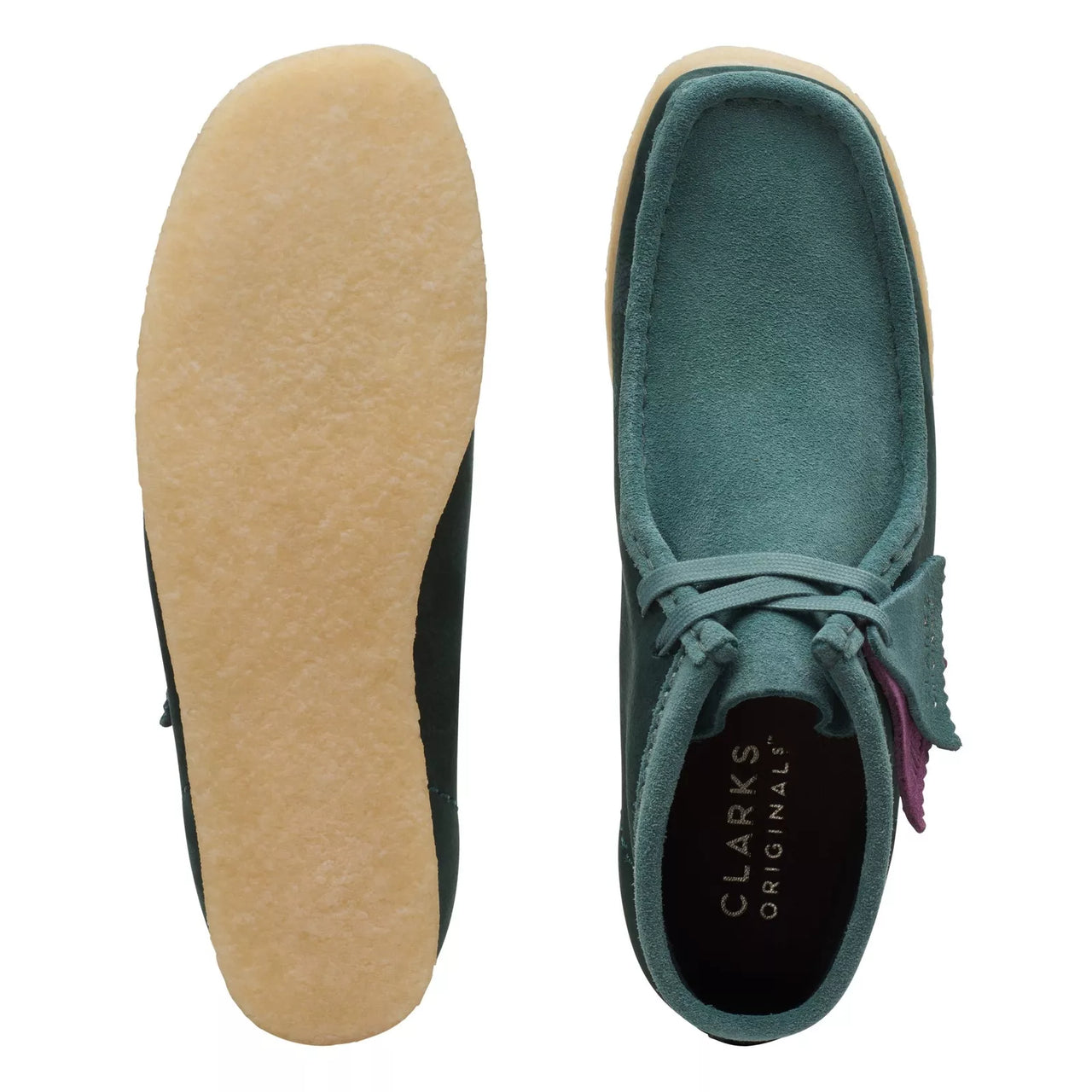  Classic Clarks Wallabee Boot in Teal and Brown 