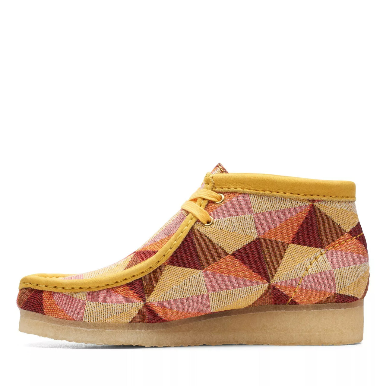 Stylish and comfortable womens Clarks Wallabee Boot in yellow