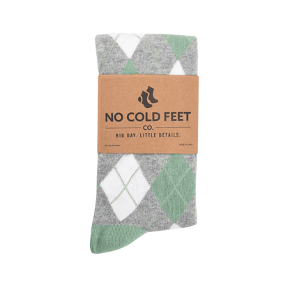 Sage Argyle Socks Classic Pattern Crew Length Soft Everyday Dress Versatile Stylish Socks by No Cold Feet – Don't Panic Shoes