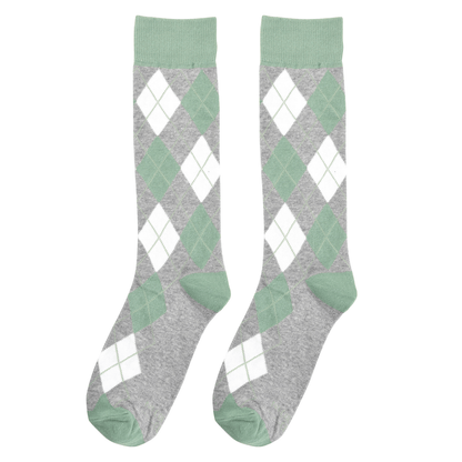 Sage Argyle Socks Classic Pattern Crew Length Soft Everyday Dress Versatile Stylish Socks by No Cold Feet – Don't Panic Shoes