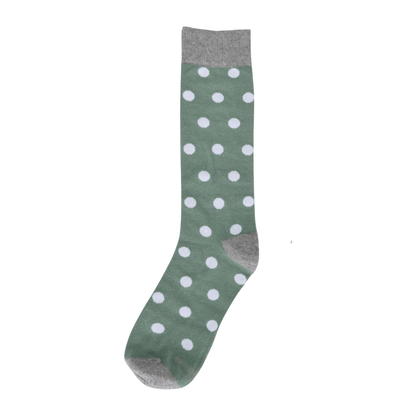 Sage Green White Polka Dot Socks Crew Ankle Soft Comfortable Everyday Style For Women And Men Socks by No Cold Feet – Don't Panic Shoes