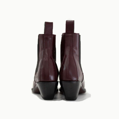 Sandra Boot Burgundy Chelsea Leather Sole 1 3 4 Inch Heel Boots by M - O - Nine – Don't Panic Shoes