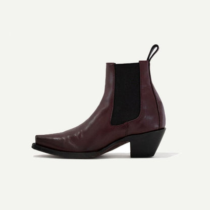 Sandra Boot Burgundy Chelsea Leather Sole 1 3 4 Inch Heel Boots by M - O - Nine – Don't Panic Shoes