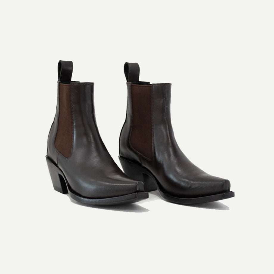 Sandra Chelsea Boot Leather Chocolate Brown 1 3 4in Heel Boots by M - O - Nine – Don't Panic Shoes