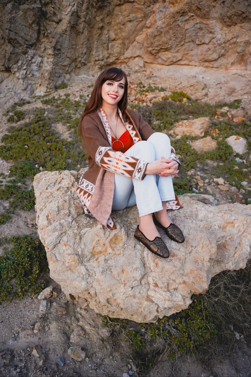 Sapna Friulana Silk Jacquard Ballet Flat Women’S Black Gold Slip On by Mar Soreli – Don't Panic Shoes