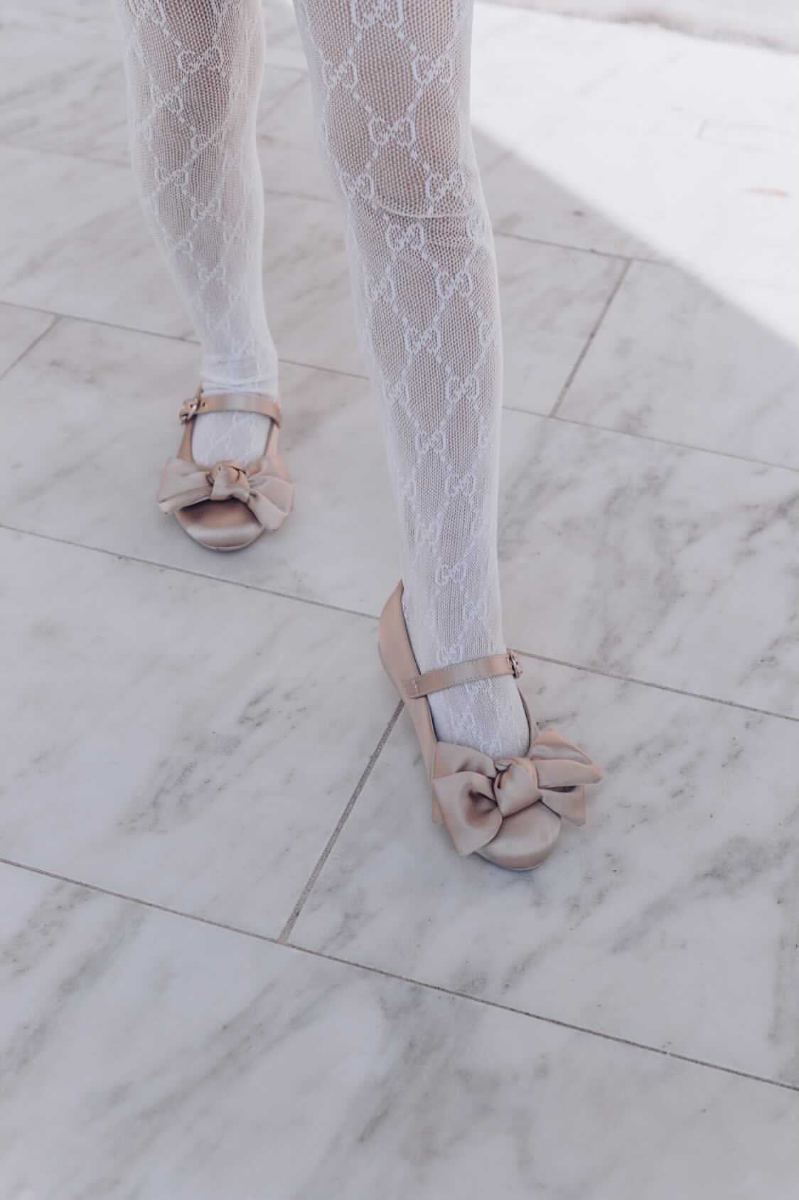 Victoria Bow Shoes Upper Kids Made In Italy Satin Champagne