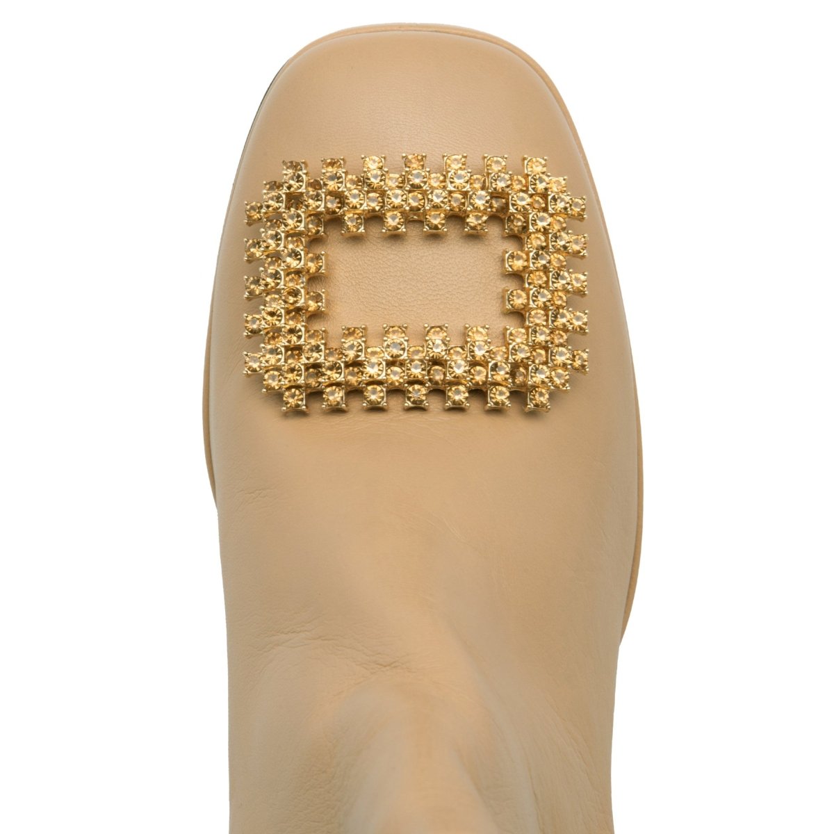 Scarlet Women’S Beige Leather Ankle Bootie Rhinestone Boots by Beautiisoles – Don't Panic Shoes