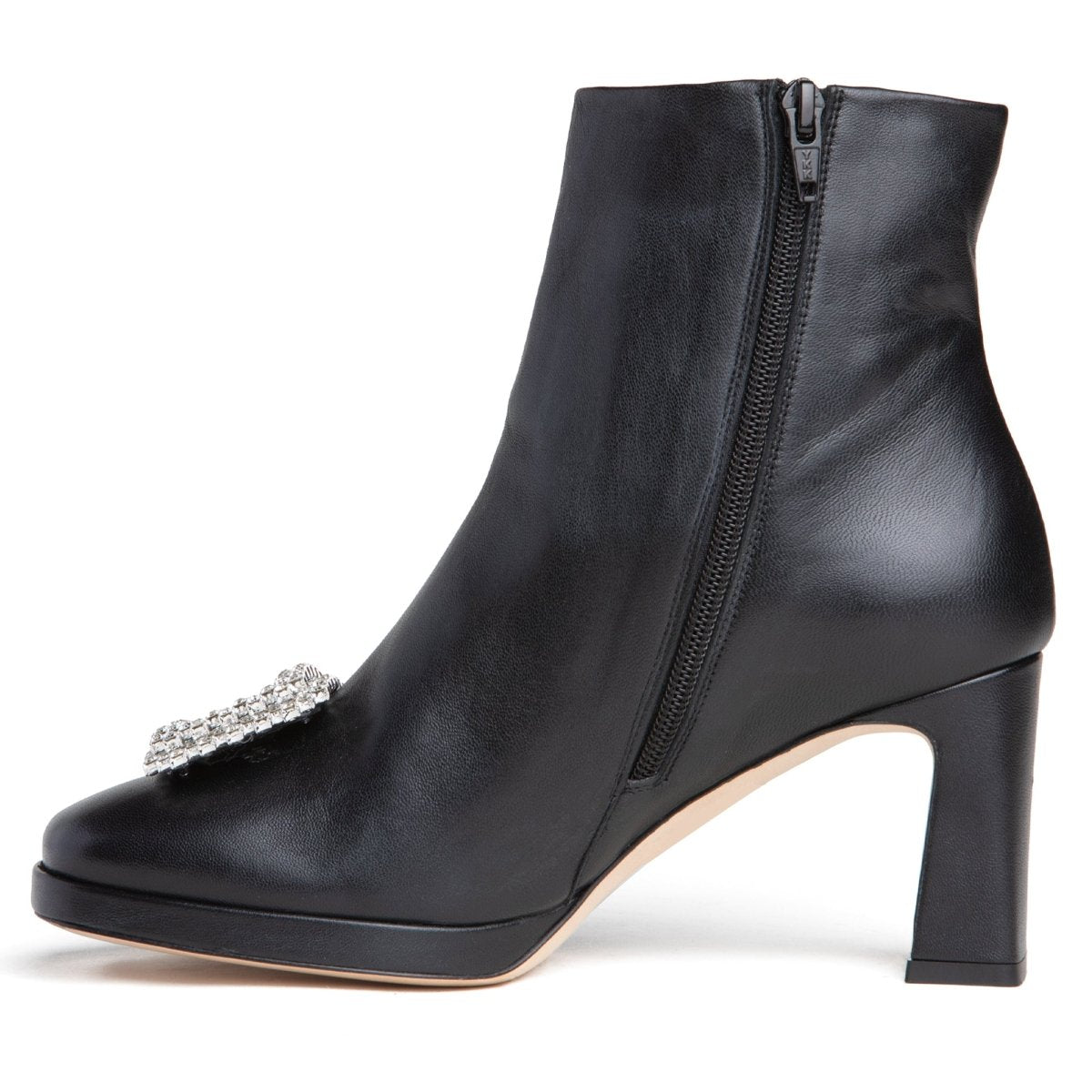 Scarlet Women’S Black Leather Rhinestone Buckle Bootie 3inch Boots by Beautiisoles – Don't Panic Shoes