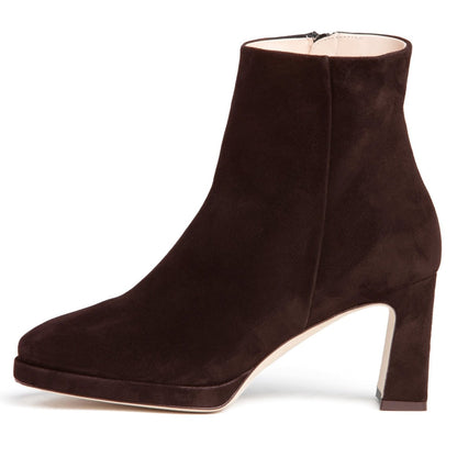 Scottie Ankle Suede Platform Bootie Women's Chocolate Boots by Beautiisoles – Don't Panic Shoes