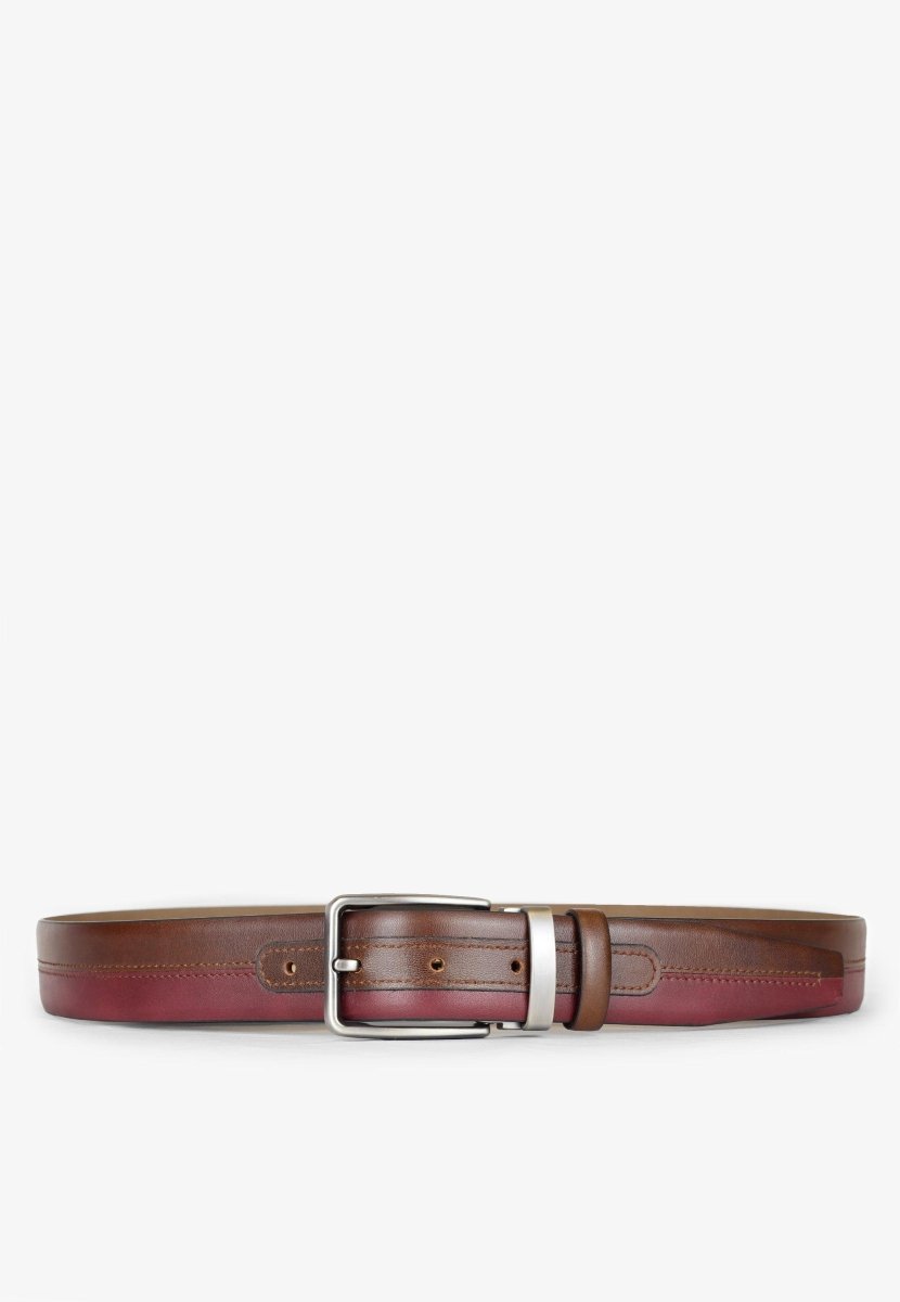 Sepol Denver Belt Leather Multicolor Deep Brown Burgundy by Sepol Shoes – Don't Panic Shoes