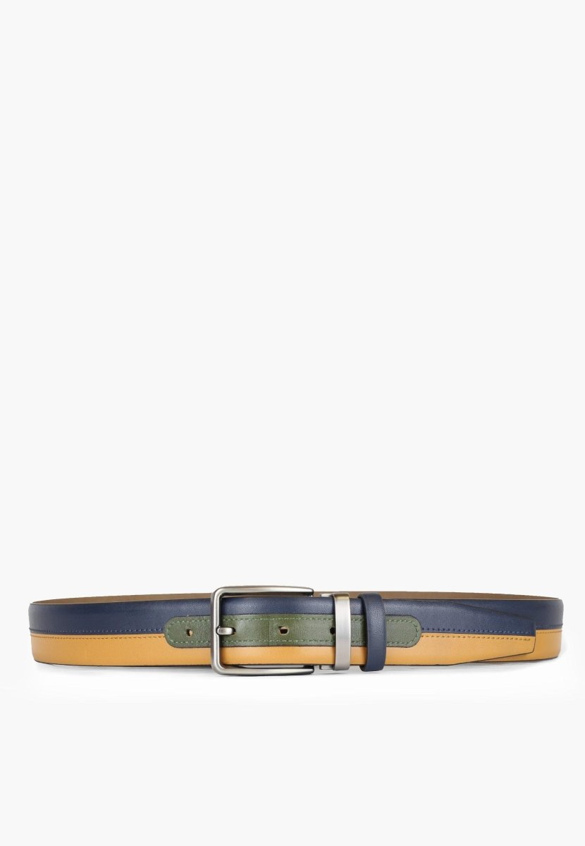Sepol Denver Segmented Leather Navy And Tan Dress Belt by Sepol Shoes – Don't Panic Shoes