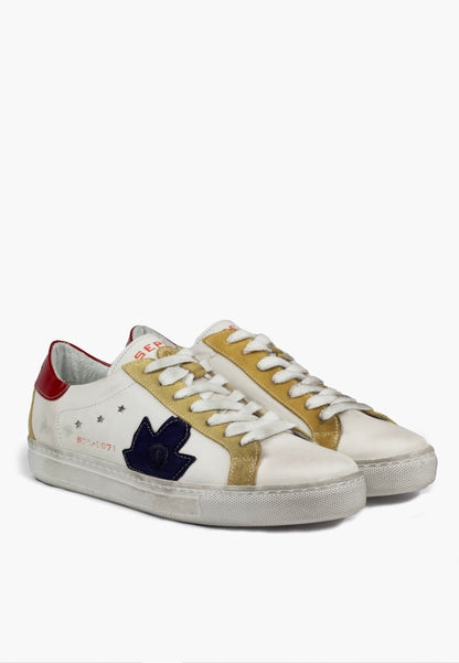 Sepol ESe Fresh Men’s Leather White Blue Retro Sneaker MEN SHOES by Sepol Shoes – Don't Panic Shoes