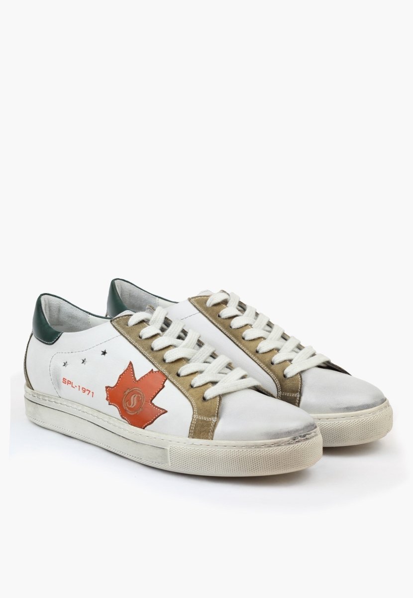 Sepol ESe - Fresh Men’s White Orange Vintage Court Sneaker MEN SHOES by Sepol Shoes – Don't Panic Shoes