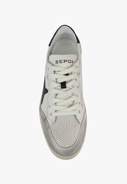 Sepol EStrella Men’s White Black Distressed Sneaker MEN SHOES by Sepol Shoes – Don't Panic Shoes